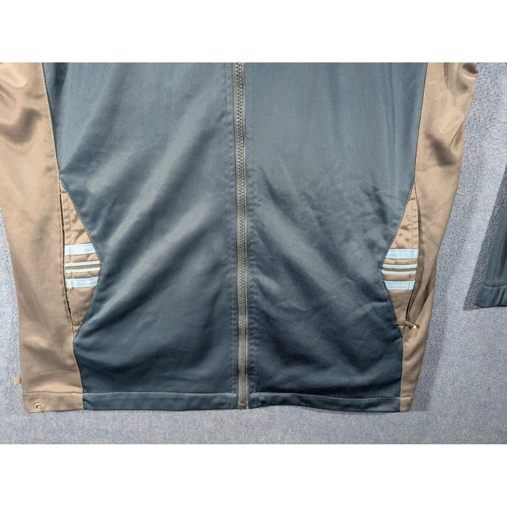 Bullion Track Jacket Mens Large Blue Tan Colorblock Full Zip Stripe Pockets